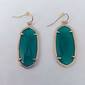 Kendra Scott mini gold Danielle earrings in green